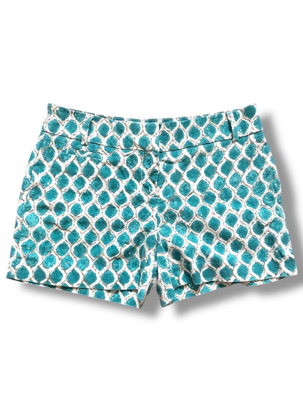 Loft The Riveira Short Teal White Geometric Linen Blend Women’s Size 0 Coastal